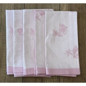 NWOT Williams Sonoma Pink Floral Jacquard Napkins 100% Cotton Spring- Set of (5)